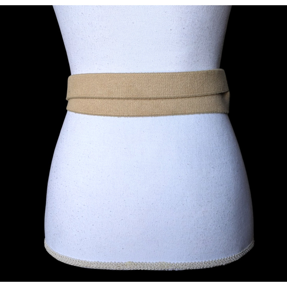 Vintage Donna Karan Geniune Alligator Brown Canvas Waist Belt Petite Small Italy - Picture 8 of 13